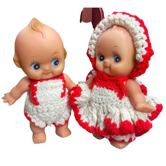 Vintage Baby Kewpie Doll Rubber Knit Little Red Riding Hood 8" Taiwan *read* - Picture 1 of 9
